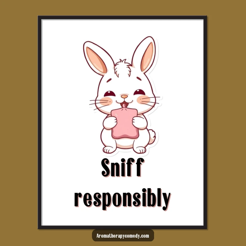 Funny Bunny Sachet Poster: Cheerful Aroma Art Print, Unique Funny Gift